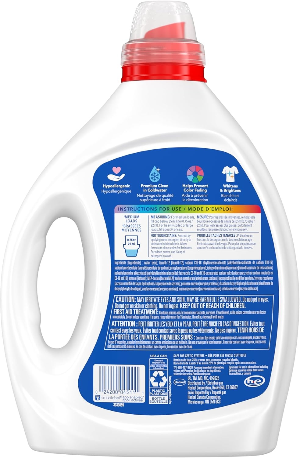 image:imagePersil Free amp Sensitive Laundry Detergent Liquid 825 Fl Oz 110 Loads Ultra Concentrated Laundry Soap Unscented amp Hypoallergenic for Sensitive Skin All Water Temperatures HE Safe