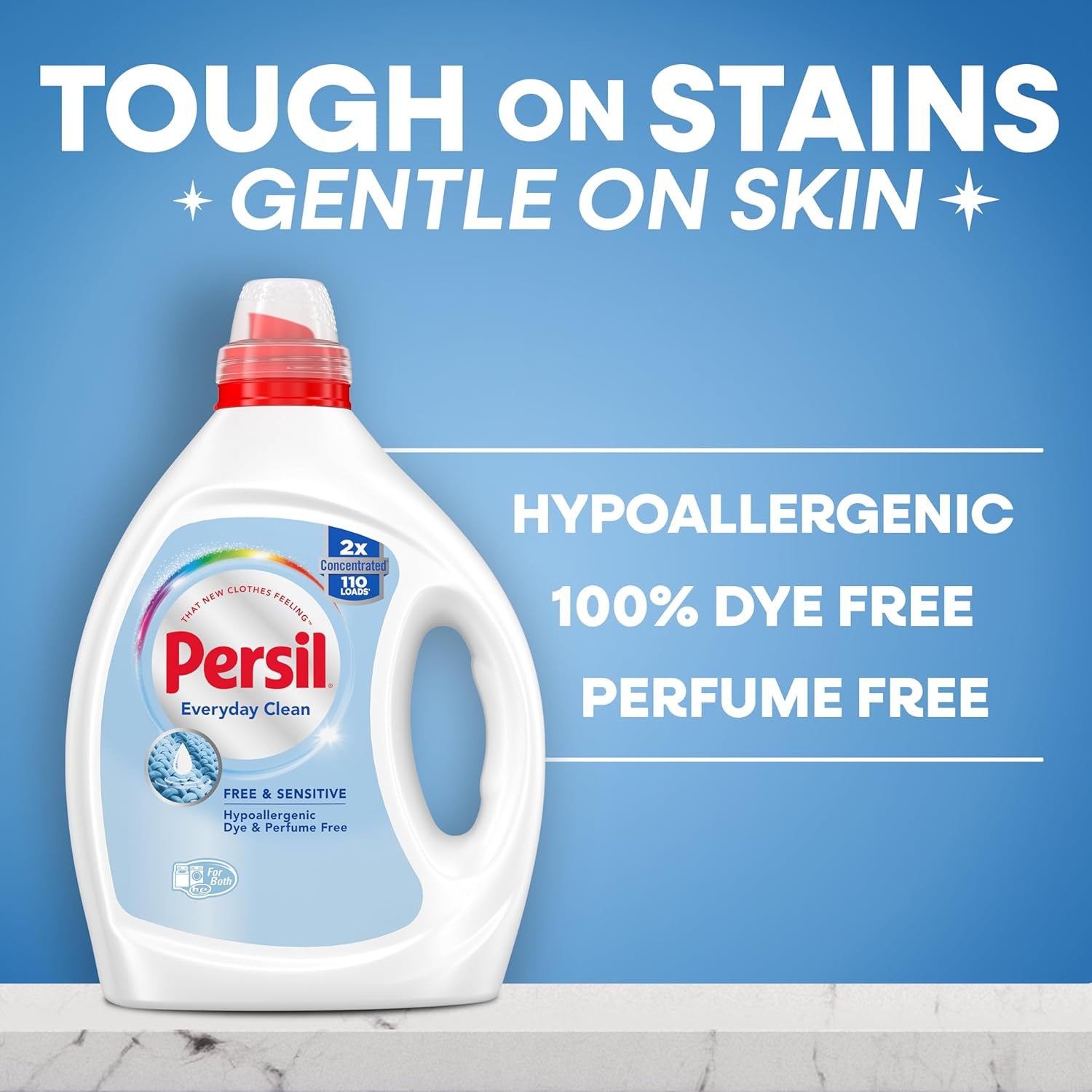 image:imagePersil Free amp Sensitive Laundry Detergent Liquid 825 Fl Oz 110 Loads Ultra Concentrated Laundry Soap Unscented amp Hypoallergenic for Sensitive Skin All Water Temperatures HE Safe