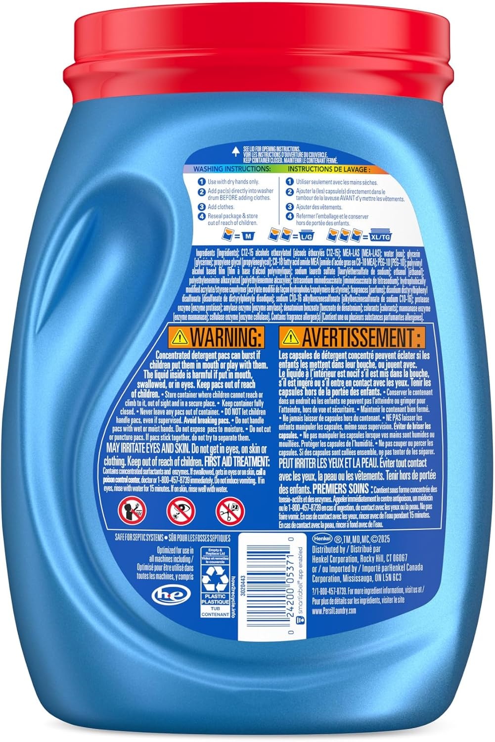 image:imagePersil Ultra Pacs Advanced Clean OxiOdor Power Laundry Detergent 57 Count No Mess SingleDose Laundry Soap Fights Tough Stains amp Odors All Water Temperatures HE Safe
