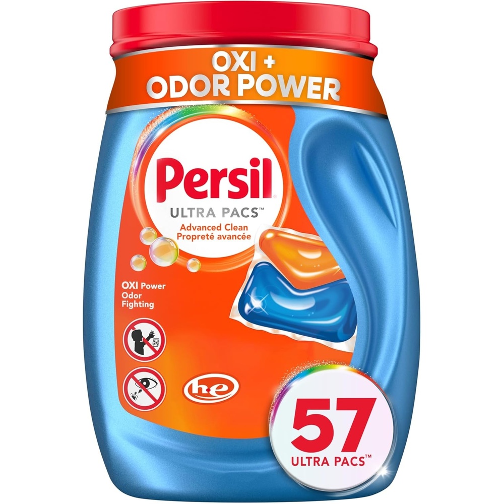 image:imagePersil Ultra Pacs Advanced Clean OxiOdor Power Laundry Detergent 57 Count No Mess SingleDose Laundry Soap Fights Tough Stains amp Odors All Water Temperatures HE Safe