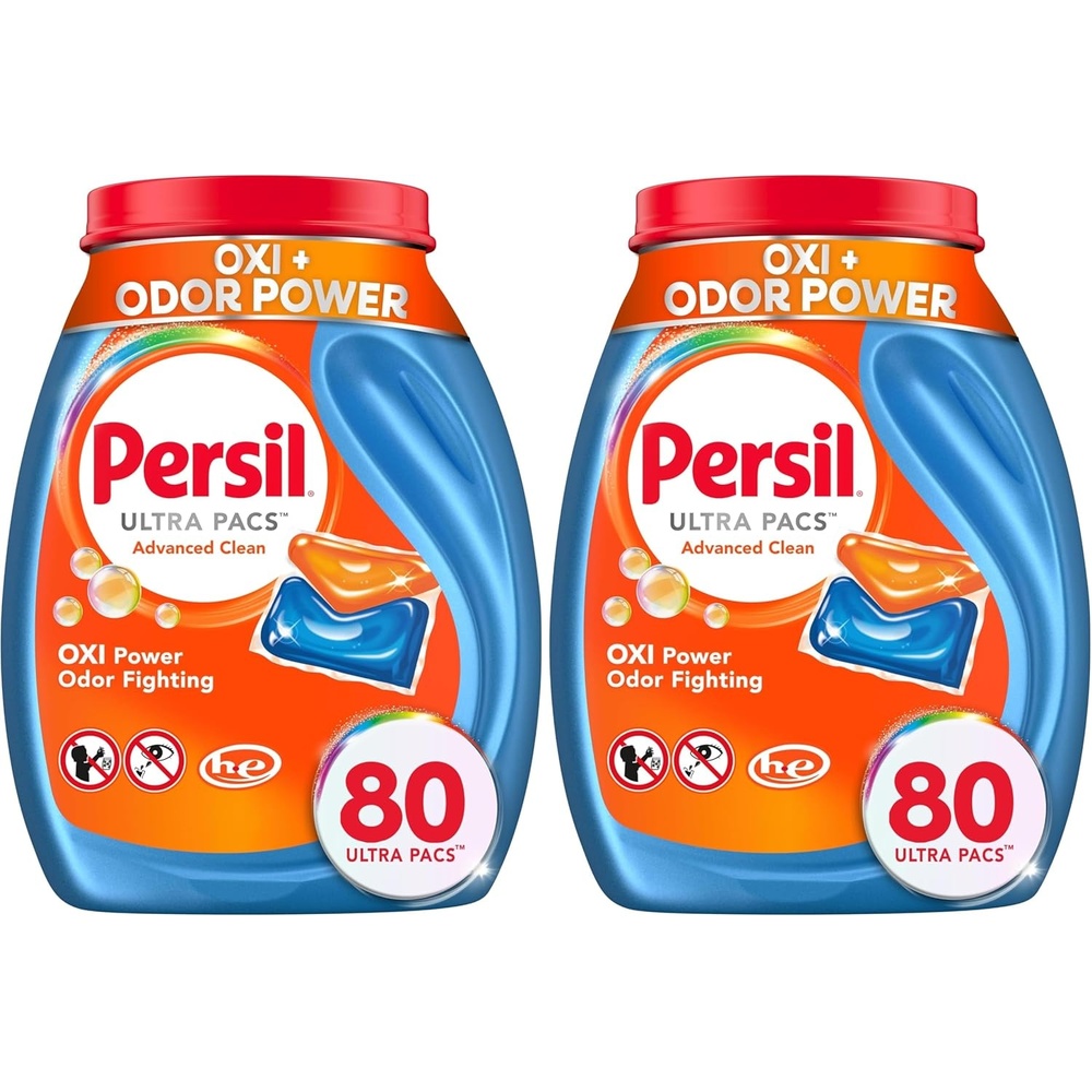 image:imagePersil Ultra Pacs Advanced Clean OxiOdor Power Laundry Detergent 60 Count No Mess SingleDose Laundry Soap Fights Tough Stains amp Odors All Water Temperatures HE Safe80 Count Pack of 2