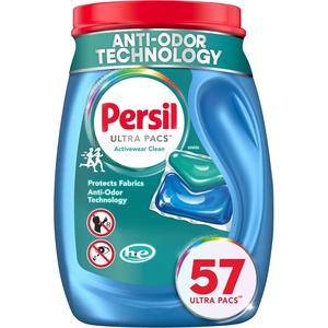 Persil Ultra Pacs Activewear Clean Laundry Detergent, 32 Count, No Mess, Single-Dose Laundry Soap, Helps Fight Stains & Odor, All Machine Types(57 Count (Pack of 1))
