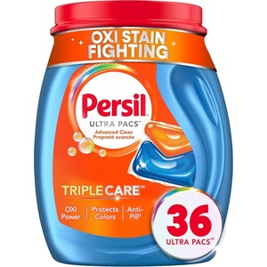 Persil Ultra Pacs Advanced Clean Oxi+Odor Power Laundry Detergent, 60 Count, No Mess, Single-Dose Laundry Soap, Fights Tough Stains & Odors, All Water Temperatures, HE Safe(36 Count (Pack of 1))