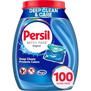 Persil Ultra Pacs Original Everyday Clean Laundry Detergent, 42 Count, No Mess, Single-Dose Laundry Soap, Deep Clean Fabric Care for Colors & Whites, All Water Temperatures, HE Safe(100 Count (Pack of 1))